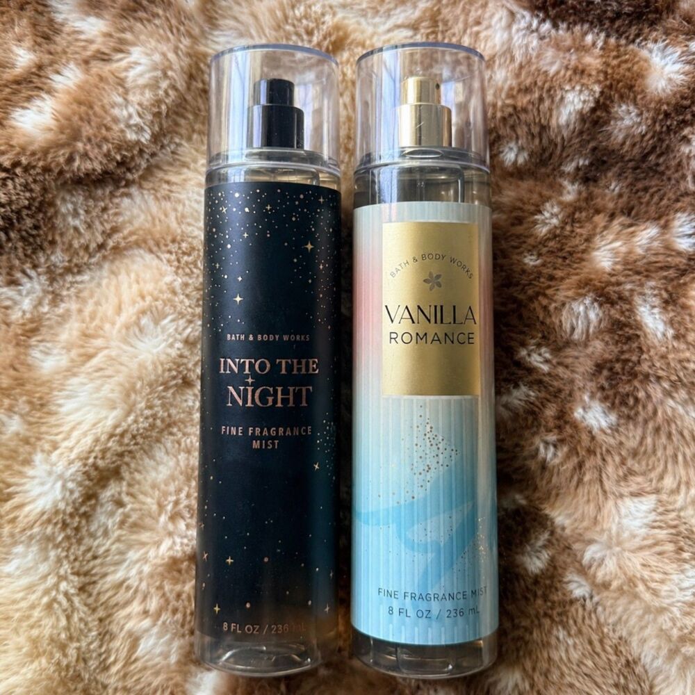 Bath & Body Works full size body spray bundle (Into the Night + Vanilla Romance)